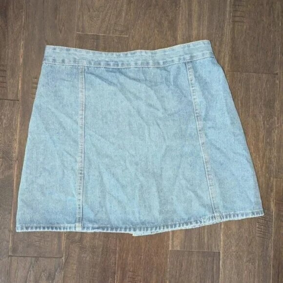 Denim A-Line Skirt with Button Detail - Picture 2 of 2